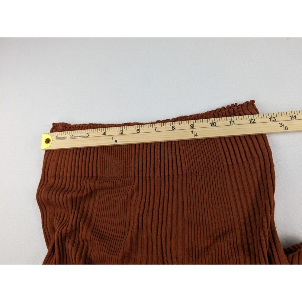 Free People XS Rust Brown Ribbed Knit Flare Bell Bottom Pants - Picture 6 of 9